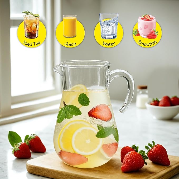 Lily's Home Break Resistant Plastic Pitcher, the Large Capacity Makes it Excellent for Parties, Both Indoor and Outdoor (98 Ounces)
