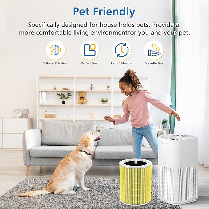 Core 600s Pet Replacement Filter Compatible with LEVOIT Core 600S Air Purifier, 3-in-1 Filtration Filter and Activated Carbon 600s Filters, Core 600S-P, Core 600S-RF-PA, 2 Pack