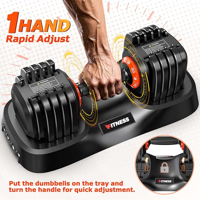 Adjustable Dumbbells Set of 2, 1 Hand Adjustable Weights Dumbbells Set, 5 in 1/10 in 1 Free Dumbbell with Anti-Slip Texture Handle, 25/55/80lb Pair Weight Set For Home Gym Suit both Men and Women-FlexoryFit