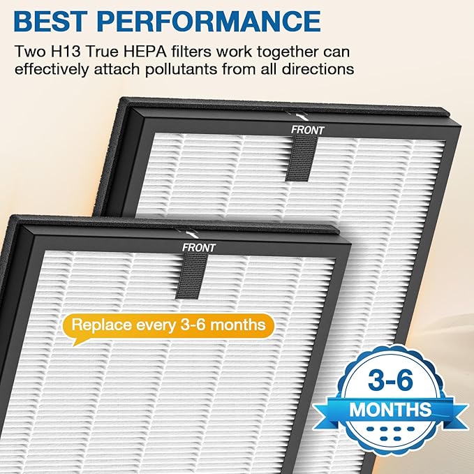 2 Pack HY4866 Replacement Filters for MORENTO/WESTHEY HY4866 Air Purifier and YIOU M1 Air Purifier, 3-in-1 H13 True HEPA Filter High-Efficiency Activated Carbon Filter, Enhanced Version