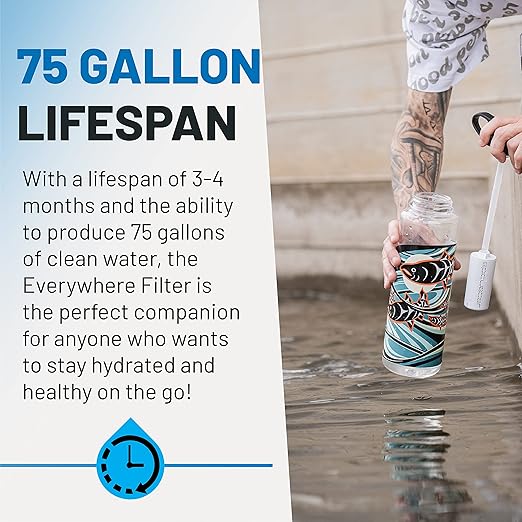 Epic Water Filters Nalgene OG Water Bottle with Filter, USA Made, BPA Free, Removes 99.99% Tap Water Contaminants, Forever Chemicals, LeClair Art, 48 oz