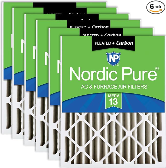 Nordic Pure 18x24x4 Pleated Air Filters MERV 13 Plus Carbon 6 Pack by NordicPure