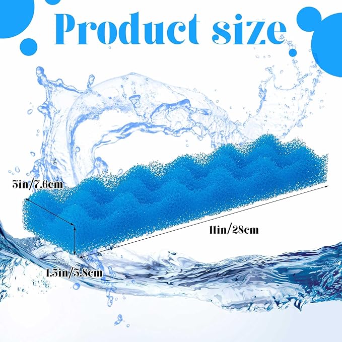 Maxcheck 10 Pcs Bio Sponge Foam Compatible with 406/407 Foam Filters Media Replacement Sponges for Aquarium Filters Fish Tank Accessories, Blue
