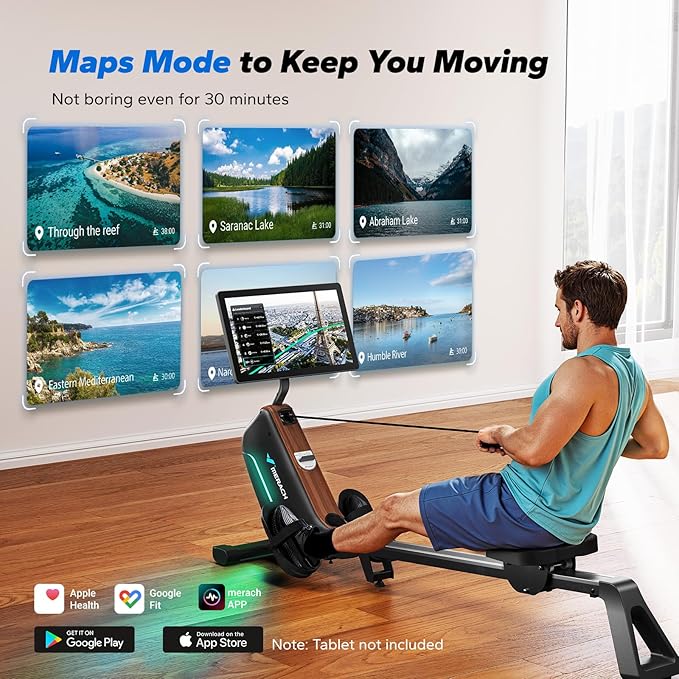 MERACH Rowing Machines for Home, Powerful Electromagnetic Row Machine with 51.2" Extended Rail, 16-Level Handle Resistance Adjustment Rower, 350 LBS Load Capacity, Ergonomic Comfort Seat, Easy Storage-FlexoryFit