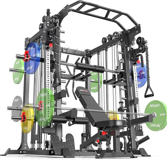 Power Cage,1600lbs Multi-Function Power Rack with Adjustable Cable Crossover System and More Training Attachment, Weight Cage for Home Gym-FlexoryFit