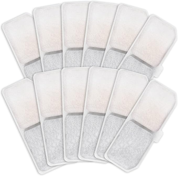 Cat Water Fountain Filters, 12 Pack Pet Filter Replacement Charcoal Filters Compatible with Cat Water Dispenser