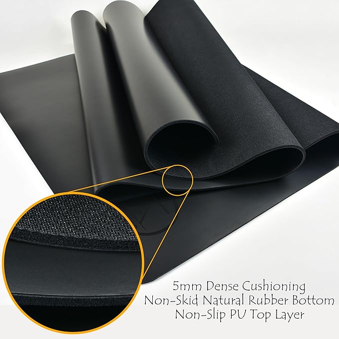 Tatago Hot Yoga Mat Non Slip-Professional Grade Natural Rubber Yoga Mat, Pliates Mat, Stretching Mat or exercise mats for home workout. Nonslip for Hot and Sweaty Classes. Includes Yoga Strap for Carrying and Stretching too.-FlexoryFit