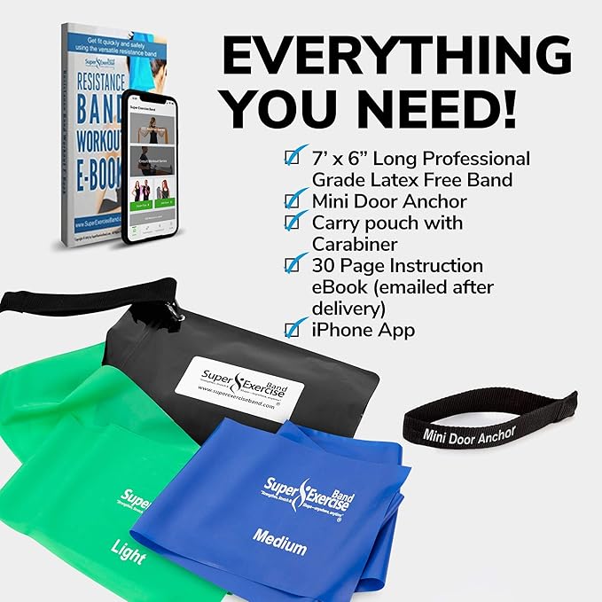 7Ft Long Resistance Bands for Stretching - Resistance Bands Set with Door Anchor - Exercise Bands Including Carry Pouch, E-Book & App - Latex-Free Workout Bands-FlexoryFit