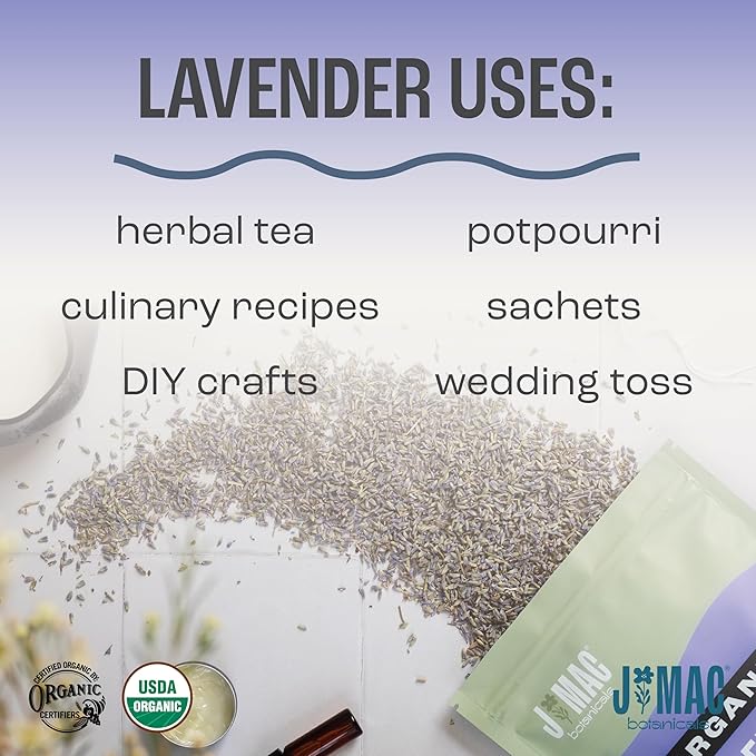 J MAC BOTANICALS, Organic Lavender Flower (2 oz), Dried Lavender Flowers, Buds-FlexoryFit