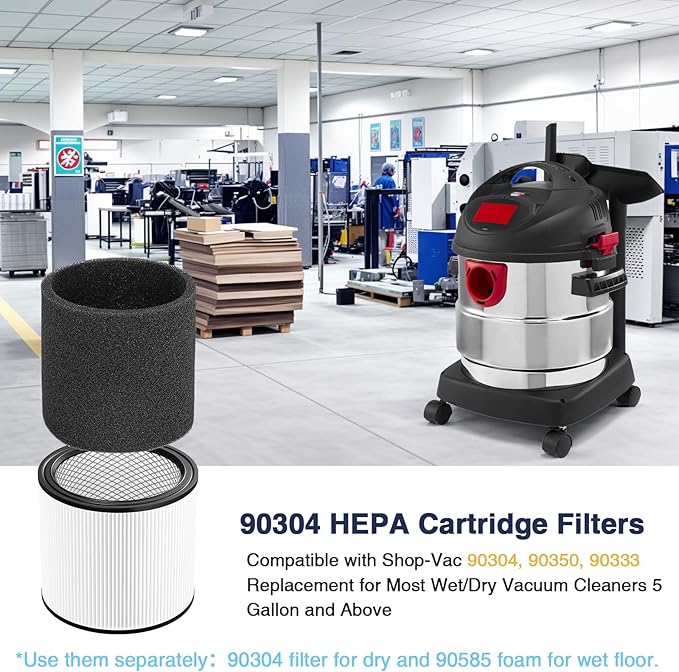 Cabiclean Foam Sleeve Filter for Shop-Vac 90304 90350 90333 Replacement for Most Wet/Dry Vacuum Cleaners 5 Gallon and Above, Compare to Part No.90304, 90585 (2+4)