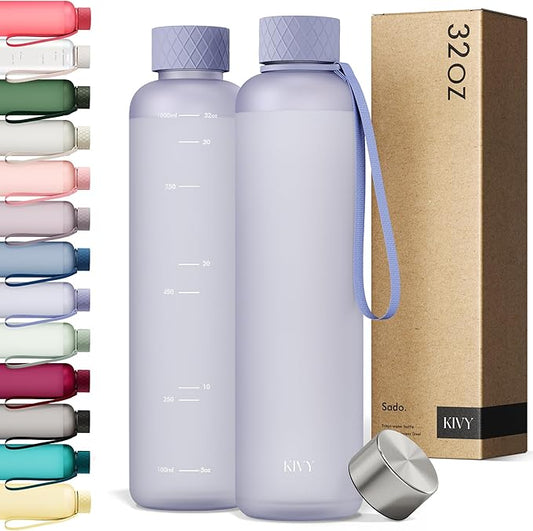 KIVY Slim Water Bottle 32oz [Lightweight & Shatterproof] - Reusable Tritan Water Bottle - Leak Proof Water Bottle for Women & Men - No Spill Drinking Bottle - Dishwasher Safe - BPA Free-FlexoryFit