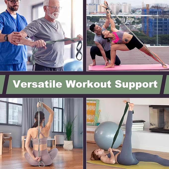 VRTX Stretch Straps for Exercise | Yoga & Pilates Stretching Bands w/ 7 Loops | Resistance Bands for Fitness Workout, Home Gym, Physical Therapy | Soft Cloth, Durable-FlexoryFit