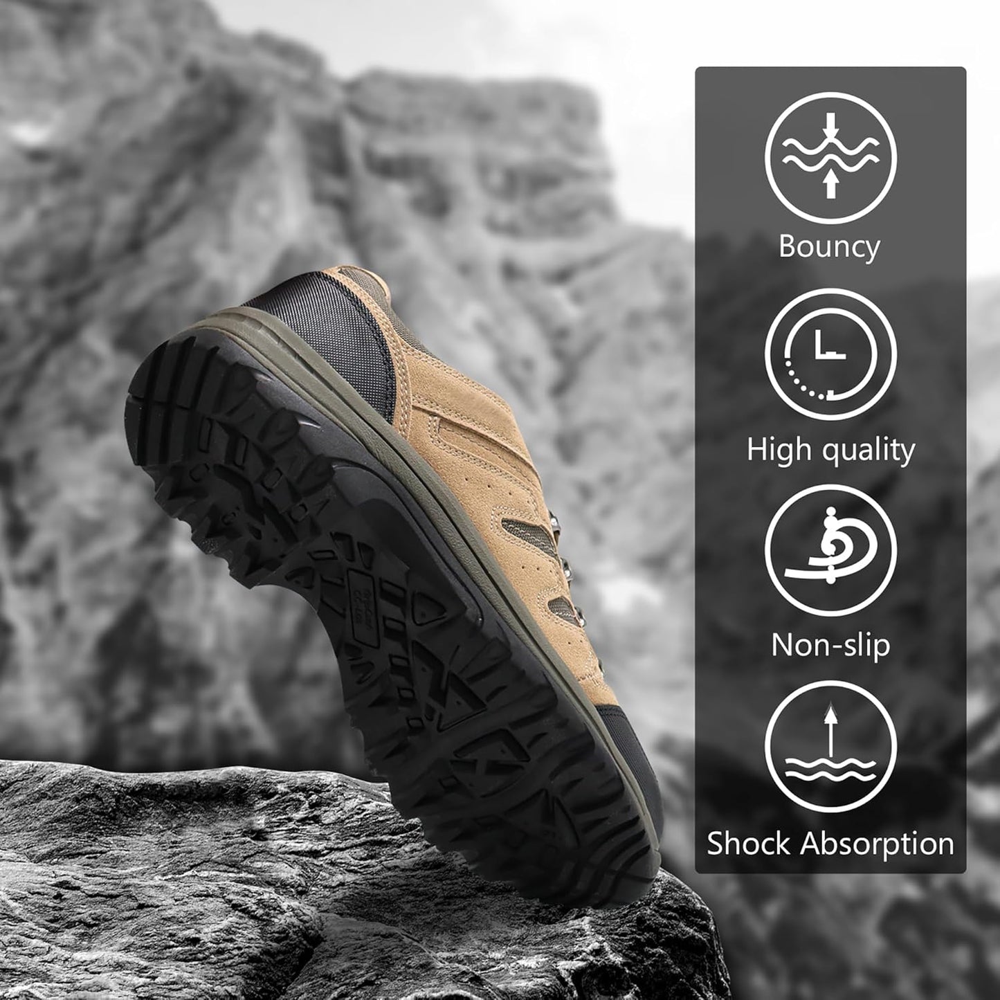 CC-Los Men's Waterproof Hiking Shoes Outdoor Comfortable Trekking Shoe Lightweight Working Sneaker