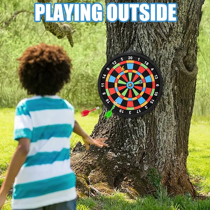 Magnetic Dart Board w/ 12 Darts, Kids Dartboard Gifts, Safe Indoor Outdoor Games for Kids 8-12, Teen Gifts for 6 7 8 9 10 11 12 13 14 Year Old Boys Girls