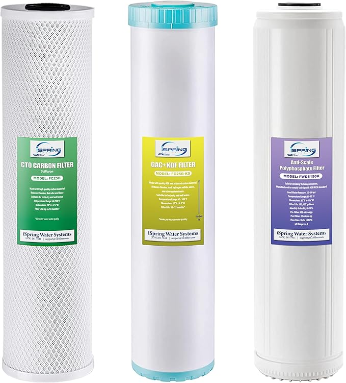 iSpring F3WGB32BKDS 4.5” x 20” 3-Stage Whole House Water Filter Replacement Pack by iSpring