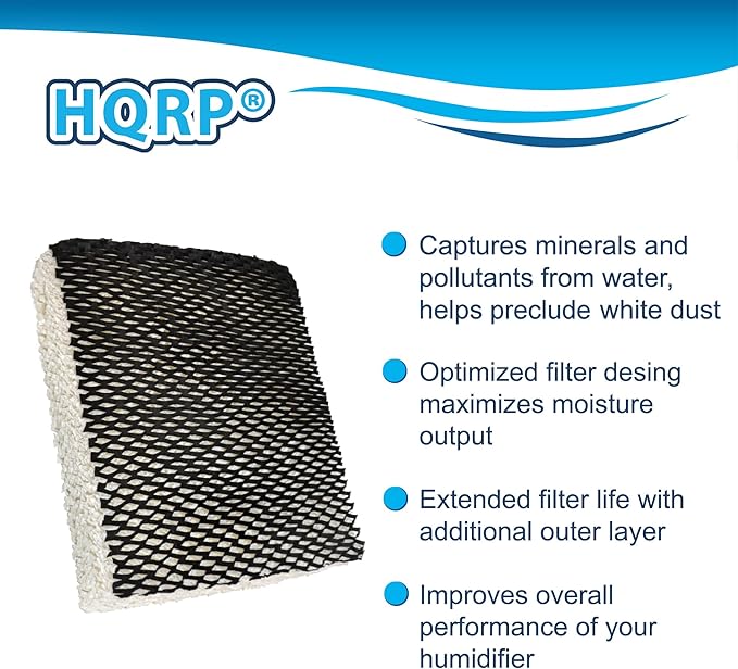 HQRP 4-Pack Humidifier Wick Filter Compatible with Bionaire C22, C33, W2, W2S, W6, W6H, W6S, W7, W9, W9H, W9S Humidifiers, Part 900 900CS 900X Replacement