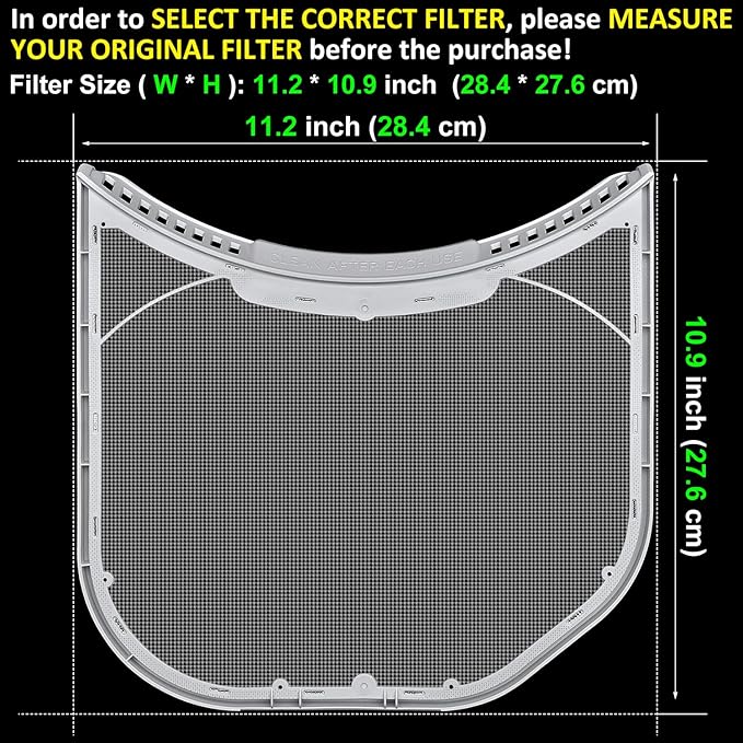 ADQ56656403 Lint Filter Replacement for LG Dryers & WashTowers, Ultra Durable Dryer Lint Screen Trap, Compatible with Part Number AP7012980 PS16546780