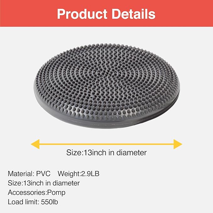 Primasole Balance disc 1 PC Comes with an air Pump Exercise Disk for Stability Workout-FlexoryFit