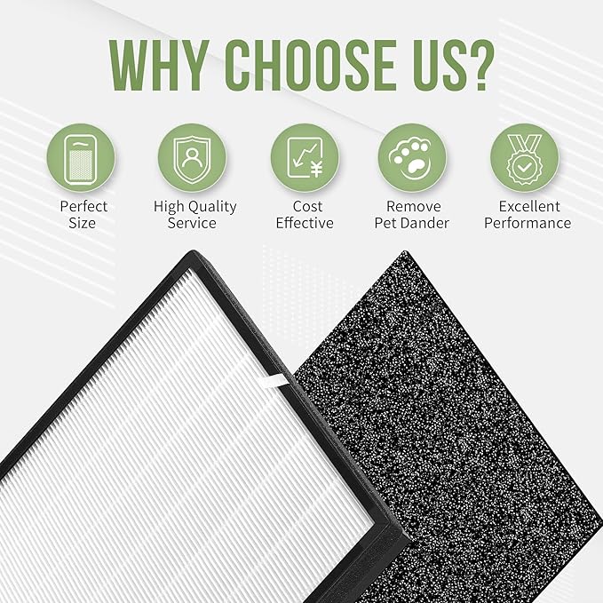 FLT5900 Filter J Compatible with Germ-Guardian Air Puri-fier Filter FLT5900, Fit for Models AC5900WCA and AC5900WDLX, 2 H13 HEPA Filters & 4 Carbon Pre-filters