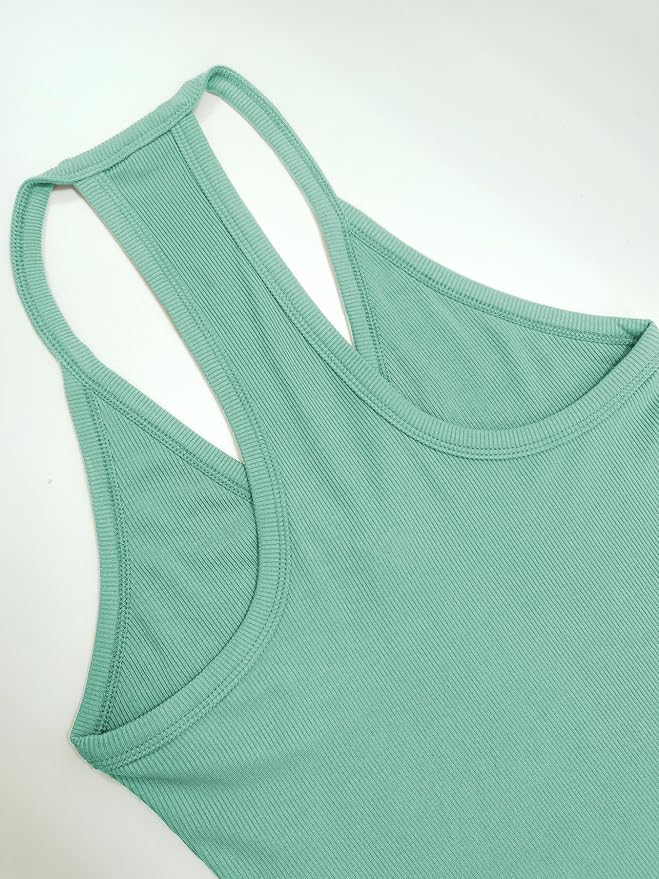 iGENJUN Workout Tops for Women Racerback Basic Tank Summer 2025 Camisole V Neck Slim Fit Ribbed Sleeveless-FlexoryFit