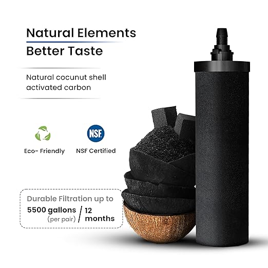 Gravity Water Filter System - 3.25 Gallons NSF Certified AISI 304 Stainless Steel Water Filter with 2 Smart Carbon Filters, 2 POSTreat Steel Fluoride Removal Elements & Free Stainless Steel Spigot