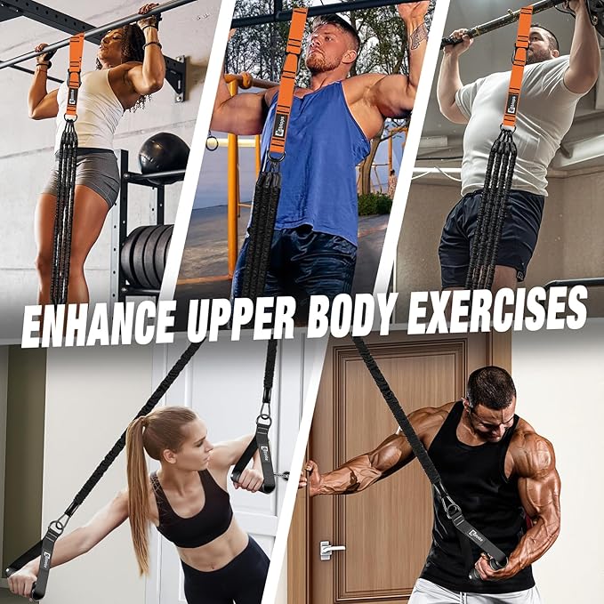 Pull Up Assistance Bands,Up to 300 lbs Assistance,Adjustable Heavy Duty 4 Resistance Bands for Pull up, with Feet/Knee Rest, Handle and Door Anchor for Home Gym Fitness Exercise Strength Training-FlexoryFit