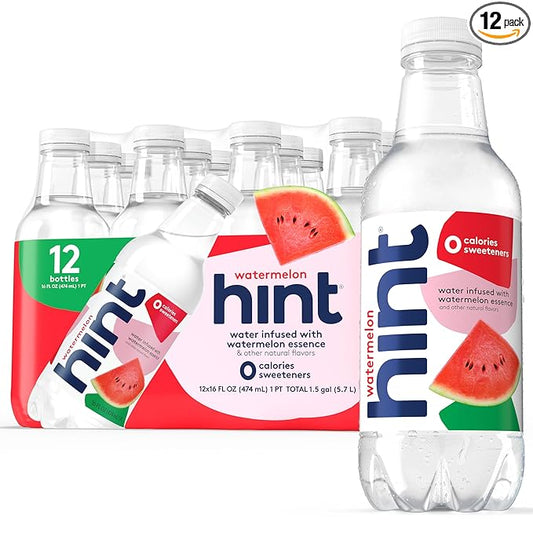 Hint Fruit-Infused Bottled Water, Watermelon - Sugar Free Flavored Water with Zero Calories, Naturally Flavored, and No Artificial Sweeteners - 16 Fl Oz (Pack of 12)-FlexoryFit