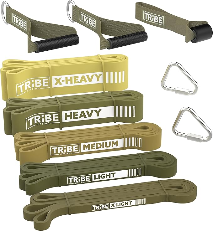 Long Resistance Bands for Working Out Men and Women - Set of 5 Pull-Up Bands, Rubber Handles and Door Anchor - Workout Bands Resistance for Men - Exercise Bands Resistance Bands Set-FlexoryFit
