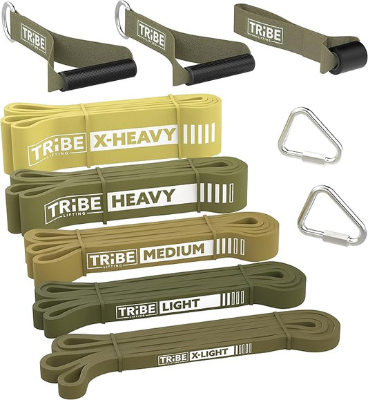 Long Resistance Bands for Working Out Men and Women - Set of 5 Pull-Up Bands, Rubber Handles and Door Anchor - Workout Bands Resistance for Men - Exercise Bands Resistance Bands Set-FlexoryFit