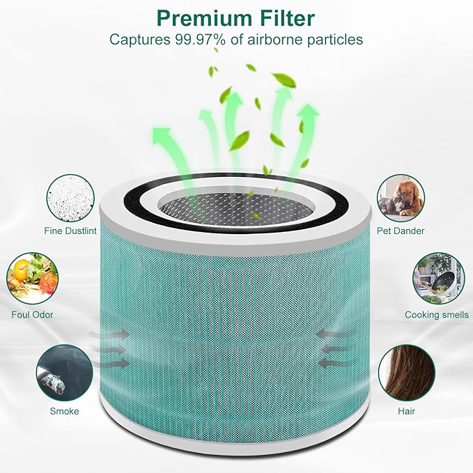 4 Pack Core 300/Core P350 Compatible with LEVOIT Core P350/Core 300 and Core 300S, Grade True Filter High-Efficiency Activated Carbon, Compare to Part # Core 300-RF (300-green-4Pack)