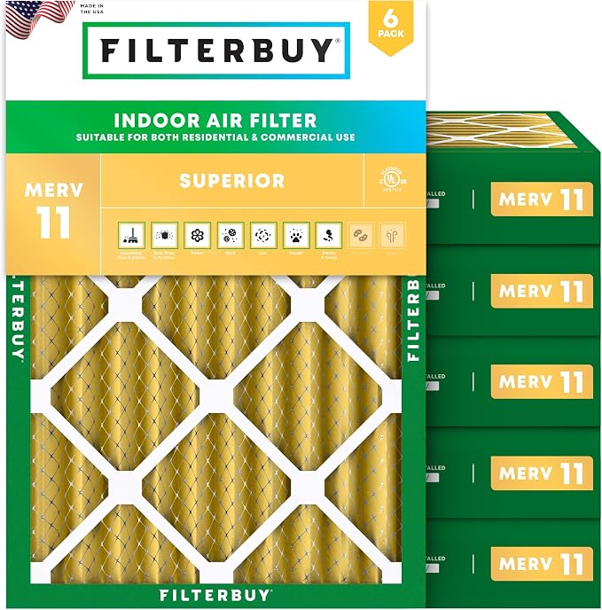 Filterbuy 14x20x4 Air Filter MERV 11 Superior Pet & Allergy Defense, by Filterbuy
