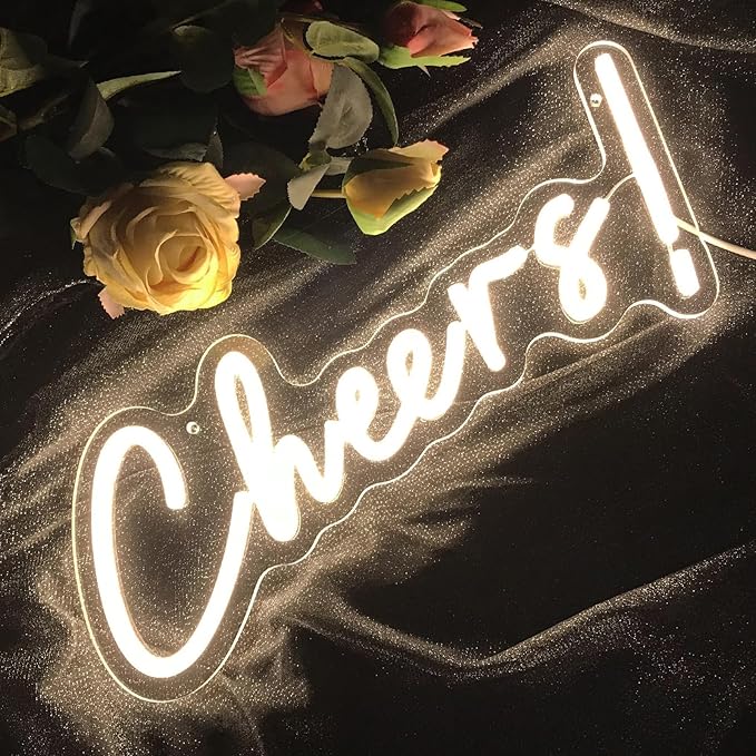 Cheers Neon Sign for Wall Decor LED Neon Cheers Light Sign USB Powered Wall Neon Light up Sign for Party Wall Décor Party Light Home Room Christmas Club Bistro Decor 5v (Warm White)