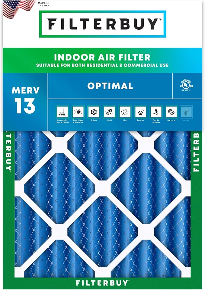 Filterbuy 20x23x4 Air Filter MERV 13 (MPR 1900) Health Defense Replacement (1-Pack), Electrostatic Pleated HVAC AC Furnace Filters, Made in USA (Actual Size: 19.50 x 22.50 x 3.63)