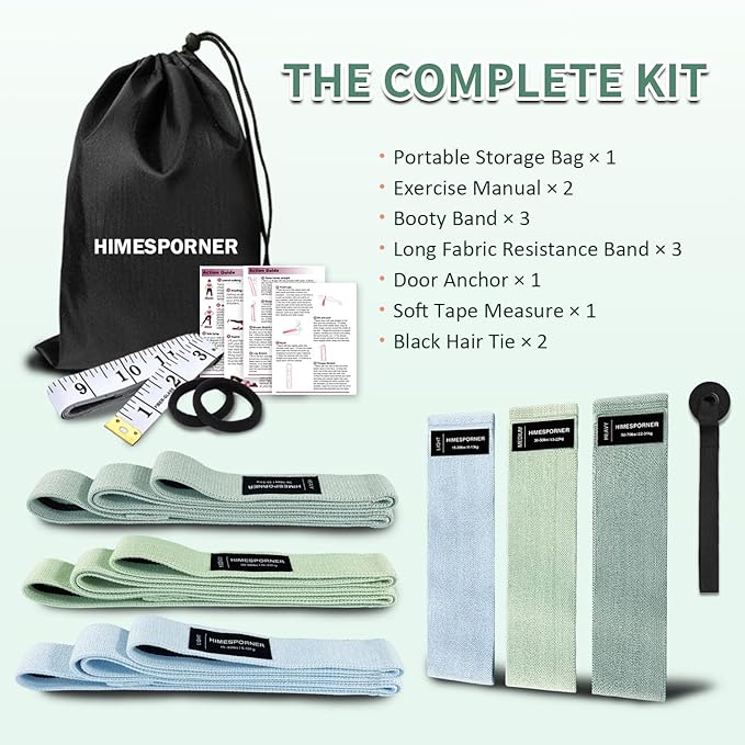 Wide Fabric Resistance Bands Set for Working Out, Non-Slip Exercise Booty Bands for Women & Men Leg and Glutes with Hair Ties and Tape Measure - for Home Gym Workout, Yoga, Pilates-FlexoryFit