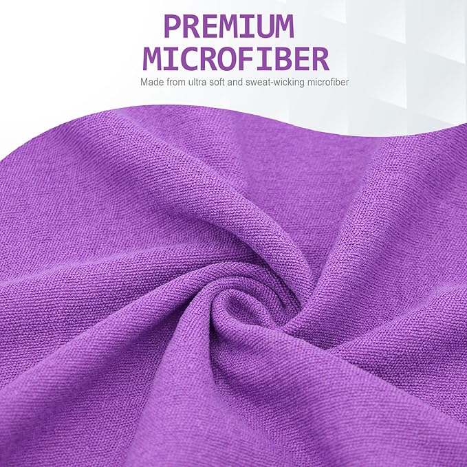 Eunzel Yoga Towel,Hot Yoga Mat Towel with Grip Dots Sweat Absorbent Non-Slip for Hot Yoga, Pilates and Workout 24" x72", Purple-FlexoryFit