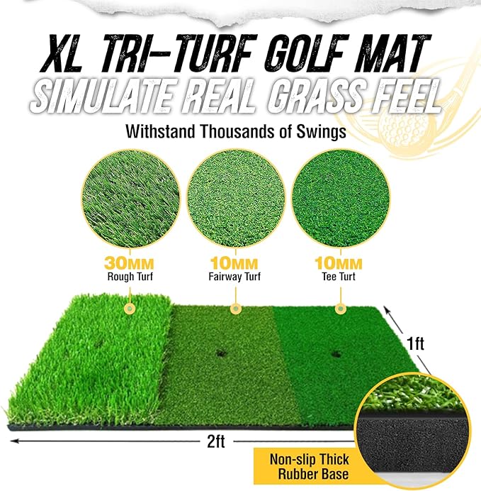 PodiuMax Golf Net, 10x7ft Golf Practice Net and Mat, Noise Reduce Target, 5 Balls, 4 Sandbags, Tee, Carry Bag, Hitting Nets for Backyard Garage, Indoor Driving Chiping, Gift for Men & Golfers