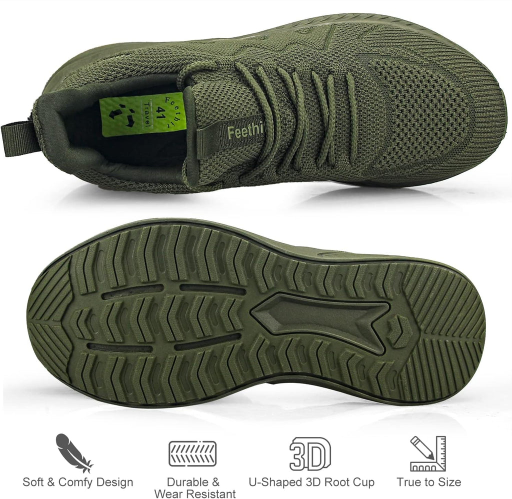Feethit Mens Non Slip Walking Sneakers Lightweight Breathable Slip on Running Shoes Athletic Gym Tennis Shoes for Men