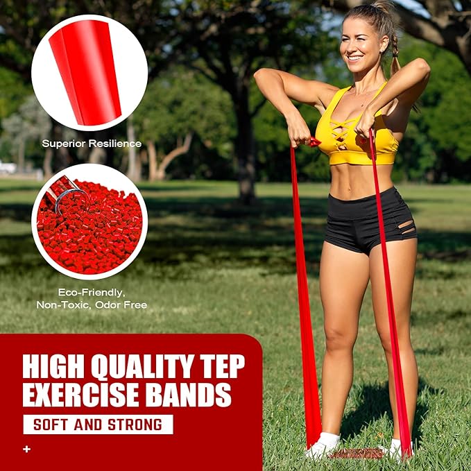 Resistance Bands, Exercise Bands, Physical Therapy Bands for Strength Training, Yoga, Pilates, Stretch Elastic Band with Different Strengths, Workout Bands for Home Gym-FlexoryFit