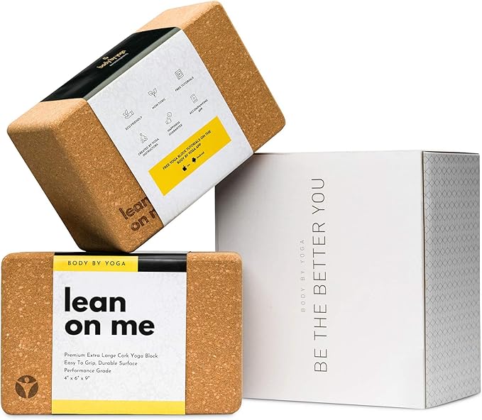 Premium Cork Yoga Blocks - Extra Large Yoga Block 2-Pack or Extra Tall 1-Pack for Inflexible Yogis | Natural, High-Density Cork for Superior Support & Stability | Optional Yoga Strap & Gift Box-FlexoryFit