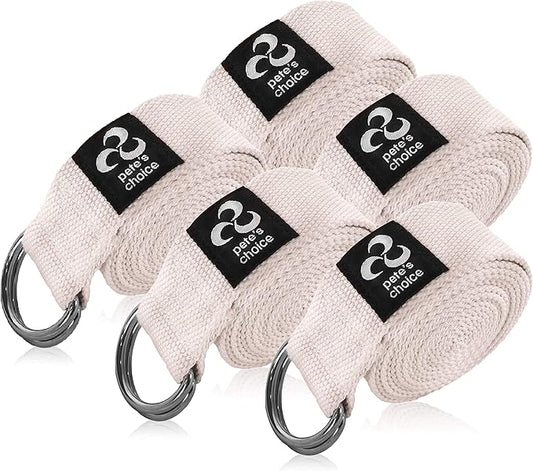2-PACK or 5-PACK Yoga Exercise Adjustable Straps 8Ft | BONUS eBook | with Durable D-Ring For Pilates & Gym Workouts | Hold Poses, Stretch, Improve Flexibility & Maintain Balance-FlexoryFit