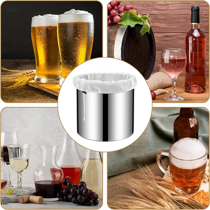 6 Pack Reusable Brew Bags, Extra Large 26"x22" Fine Mesh Strainer Bag with Adjustable Drawstring for Home Brewing Beer Wine Cold Brew Grains Hops Filtering