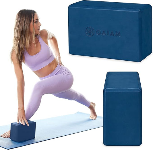 Gaiam Yoga Block - Supportive Latex-Free Eva Foam - Soft Non-Slip Surface with Beveled Edges for Yoga, Pilates, Meditation - Yoga Accessories for Stability, Balance, Deepen Stretches-FlexoryFit