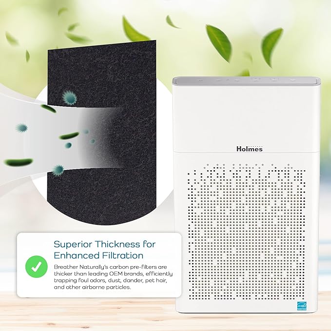 Breathe Naturally - Hapf600 HEPA Carbon Filter Replacement for Holmes Air Purifiers - High Efficiency Carbon Air Cleaner Filters - Compatible with Holmes HAPF600 Series - (3 Pack Carbon Filter C)