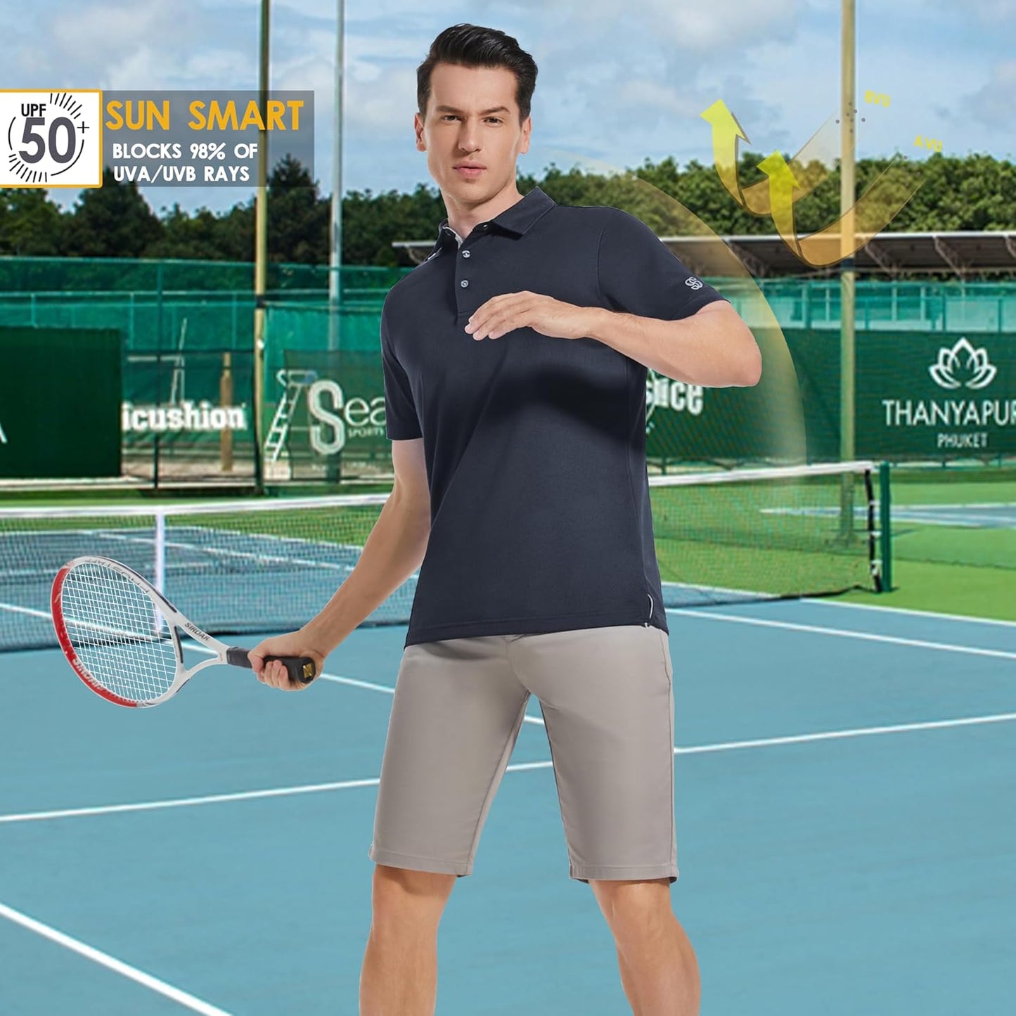 Mens Golf Shirt Short Sleeve Moisture Wicking Dry Fit Performance Solid Casual Pique Collared Golf Polo Shirts for Men