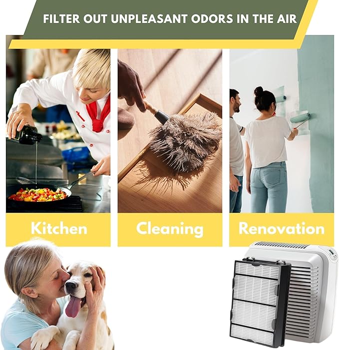 Nispira True HEPA Filter (4) + Carbon Pre Filter Replacement (8) Compatible with Holmes Air Purifier HAPF600 HAPF600D HAPF600D-U2 Filter B