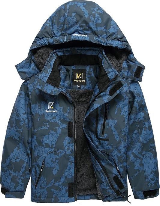 Keevoom Boys Winter Coat Ski Jacket Windproof Kids Snowboard Warm Fleece Snow Coat Waterproof Outdoor Hooded Ski Coats-FlexoryFit