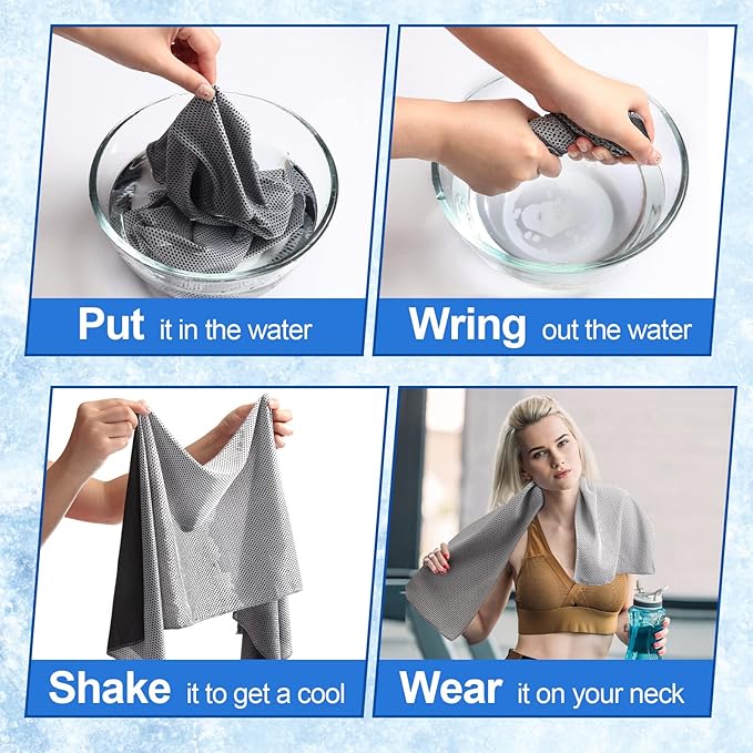 Shellwei 50 Pcs Cooling Towel 40 x 12 Inch Microfiber Workout Towels Breathable Chilly Towel Ice Cool Cold Towels Bulk Fast Drying Absorbent Sweat Rag for Neck Yoga Sports Golf Gym-FlexoryFit