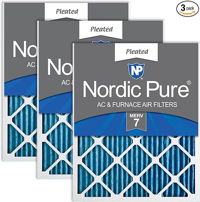 Nordic Pure 14x24x1 (13 3/4 x 23 3/4 x 3/4) Pleated MERV 7 Air Filters 3 Pack