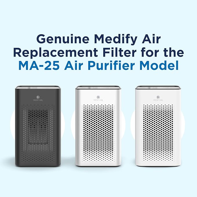 Medify MA-25 Genuine Replacement Filter Set for Allergens, Smoke, Wildfires, Dust, Odors, Pollen, Pet Dander | 3 in 1 with Pre-filter, HEPA H13 and Activated Carbon | Removal to 0.1 Microns | 1-Pack