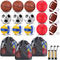 Leyndo 18 Pcs Sport Balls Bulk Set Basketball Football Volleyball Soccer Playground Baseball with Sport Equipment Bag Pump for Youth Adults Outdoor Indoor Practice Gift Back to School
